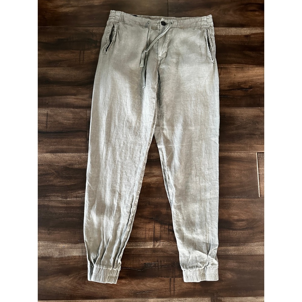 Jack Spade New York Mens 100% Linen Jogger Pants Sage Green Size 28 Drawstring